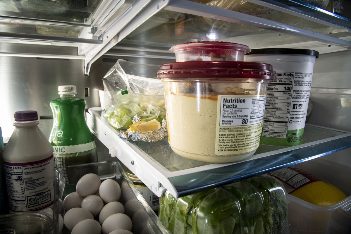 Fruit and produce stored in a refrigerator